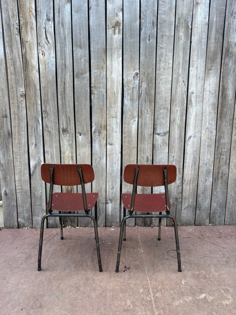 Pagholz – vintage industriële schoolstoelen(50 op voorraad), Ophalen of Verzenden, Gebruikt, Meubilair