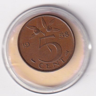 5 Cent 1958 Zeer Mooi, Postzegels en Munten, Munten | Nederland, Verzenden, Koningin Juliana, 5 cent, Losse munt