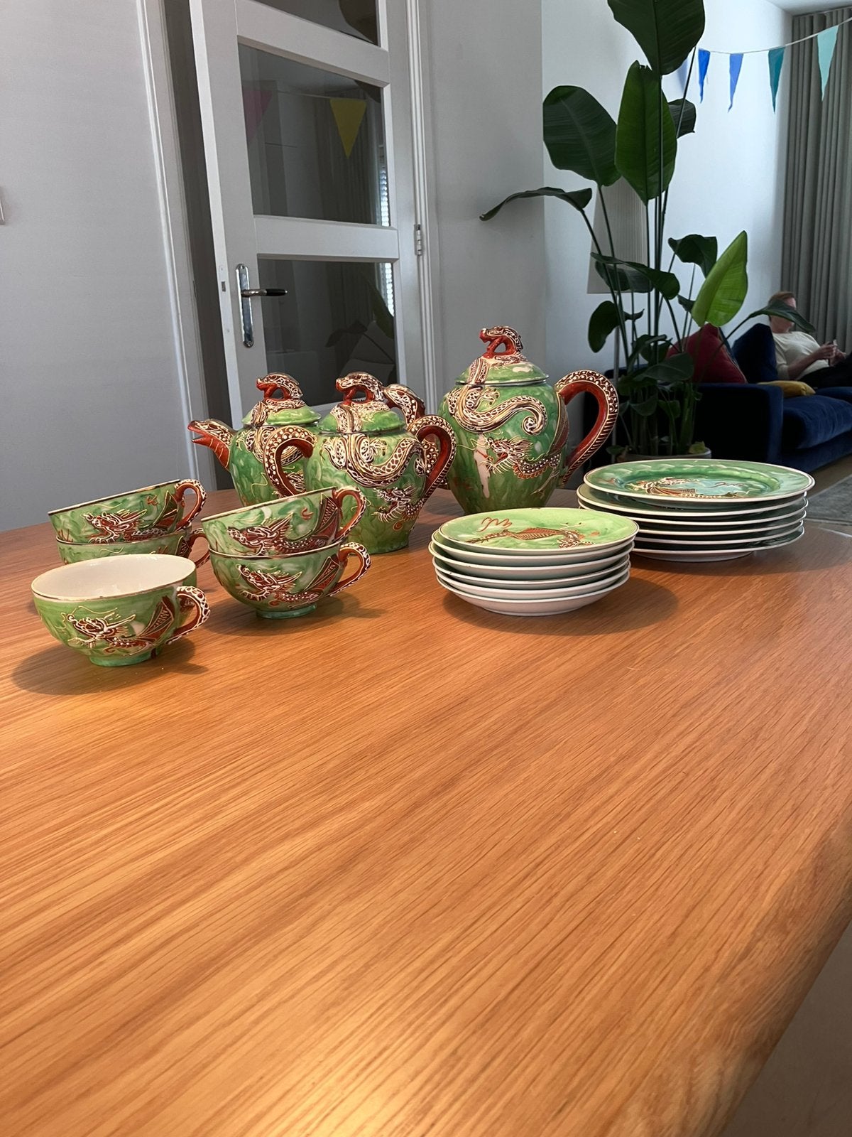Japans servies ca. 1955. 1 kopje ontbreekt., Ophalen, Gebruikt, Aziatisch, Compleet servies