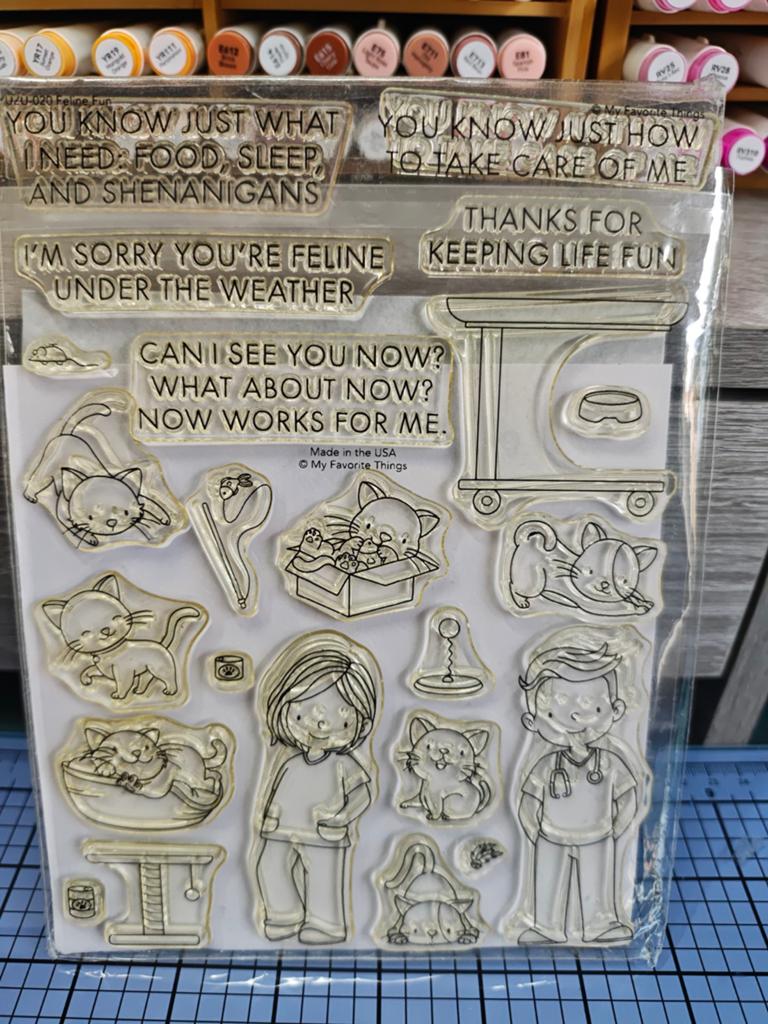 MFT Feline Fun stempelset en snijmallen, Ophalen of Verzenden, Zo goed als nieuw, Clearstamp