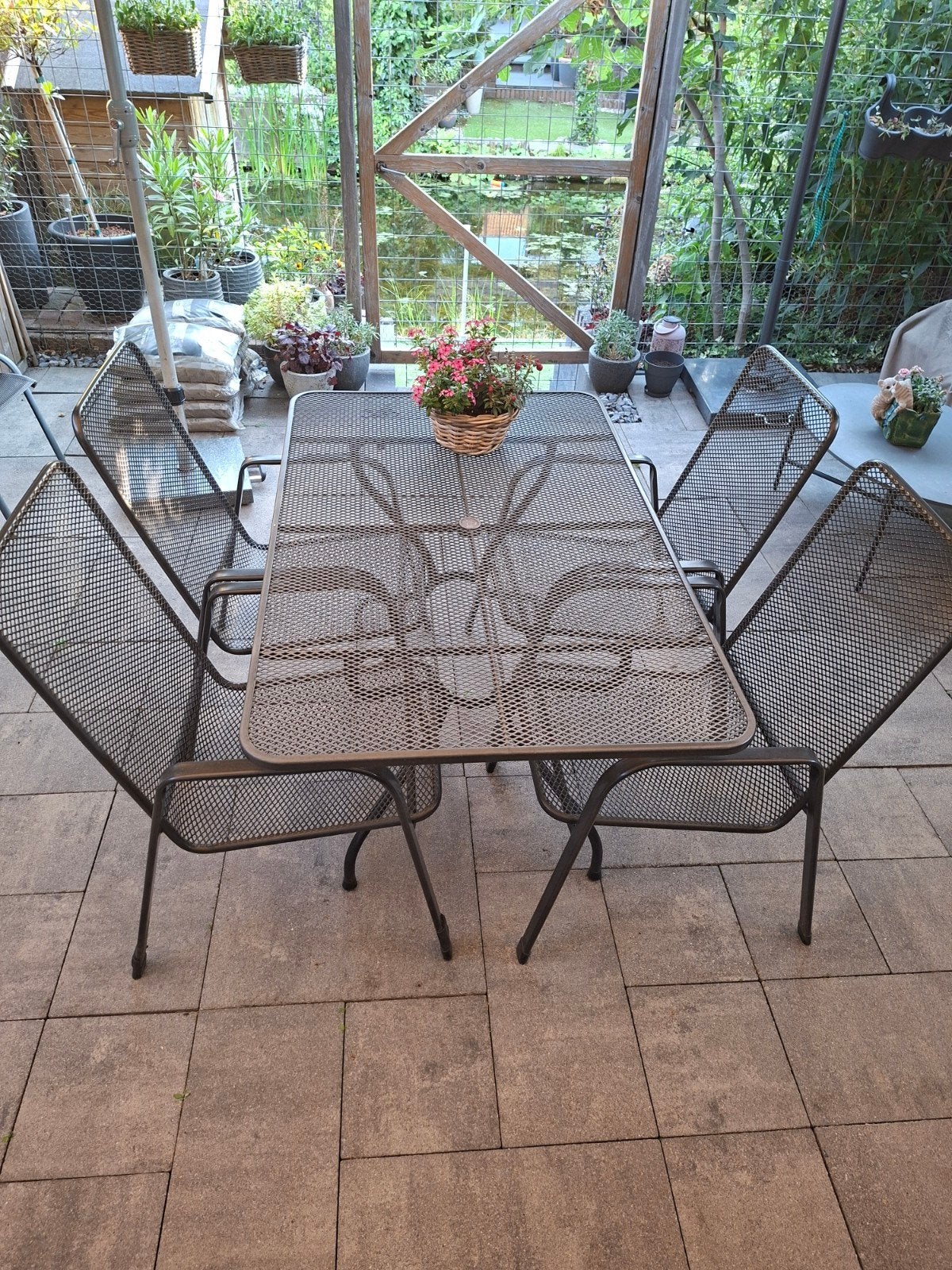tuinset inclusief 4 tuinstoel kussens, Tuin en Terras, Tuinsets en Loungesets, Ophalen, 4 zitplaatsen, Kunststof, Zo goed als nieuw