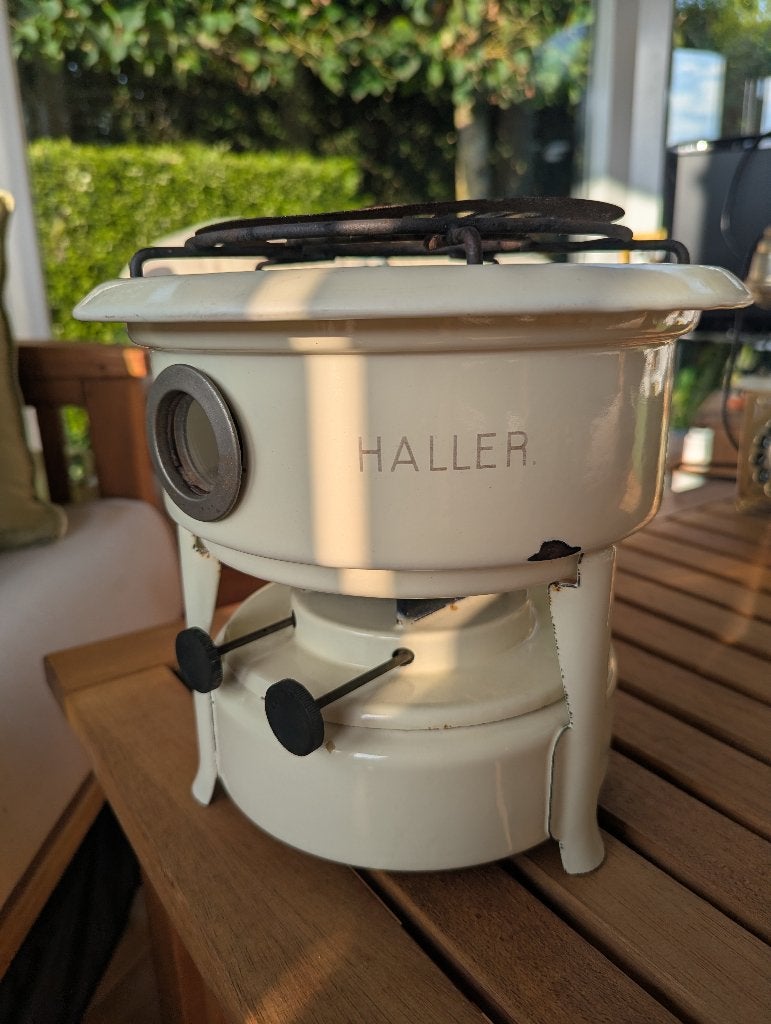 Vintage Original Haller Petroleumstel – Crème Emaille, Ophalen
