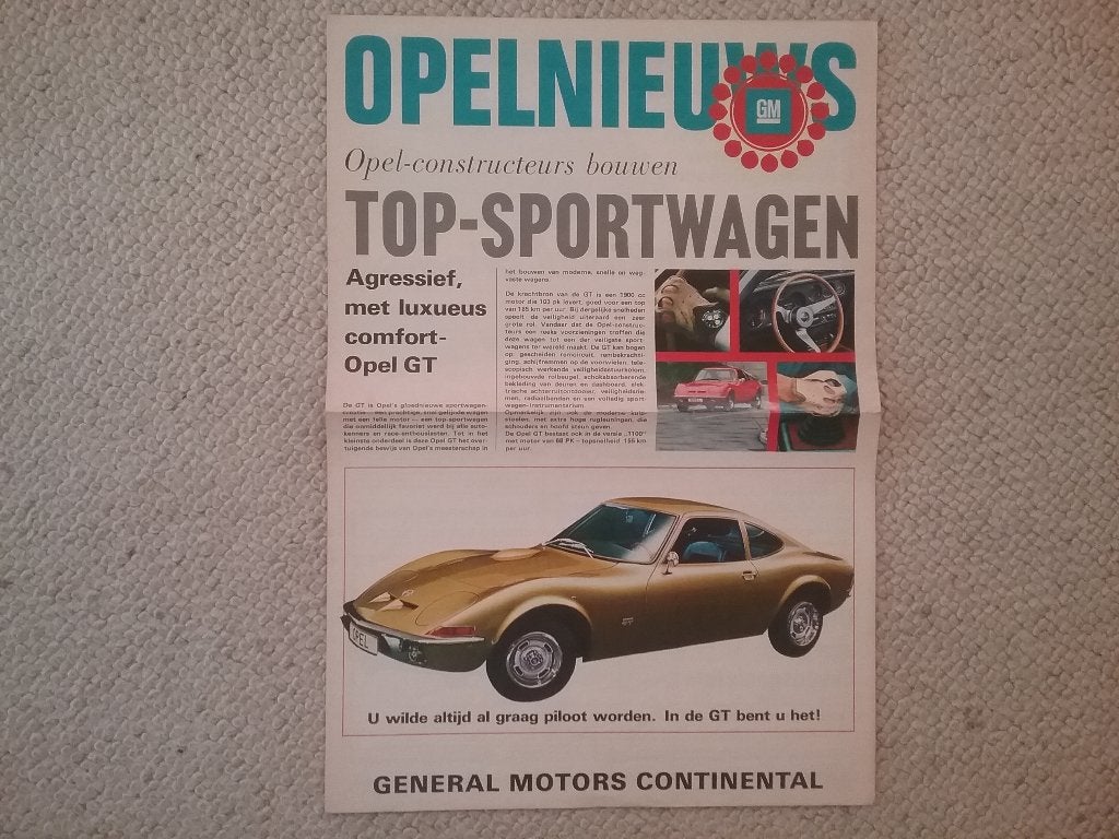 Opel Nieuws krant 1969 (Opel GT), Ophalen of Verzenden, Gelezen, Opel