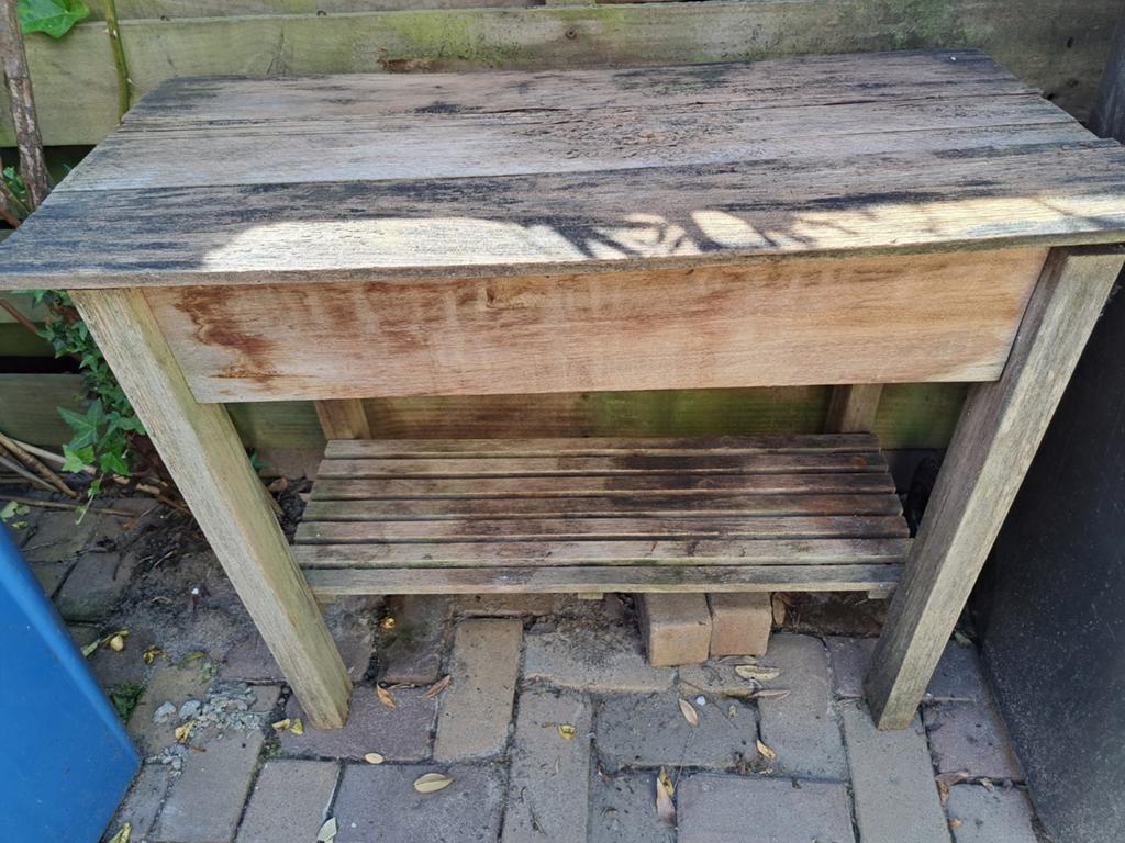 Houten oppottafel voor tuin - 90x44x75 cm, Ophalen, Gebruikt, Rechthoekig, Hout