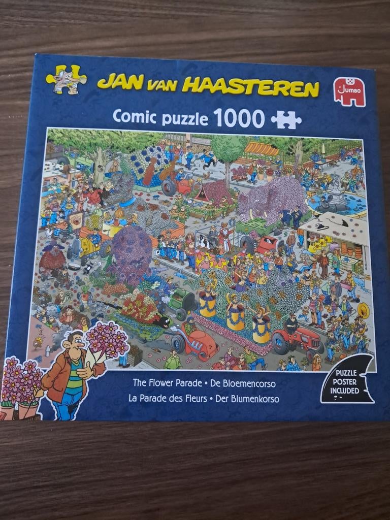 Jan van Haasteren Puzzel 1000 stukjes - The Flower Parade, Ophalen of Verzenden, 500 t/m 1500 stukjes, Zo goed als nieuw, Legpuzzel