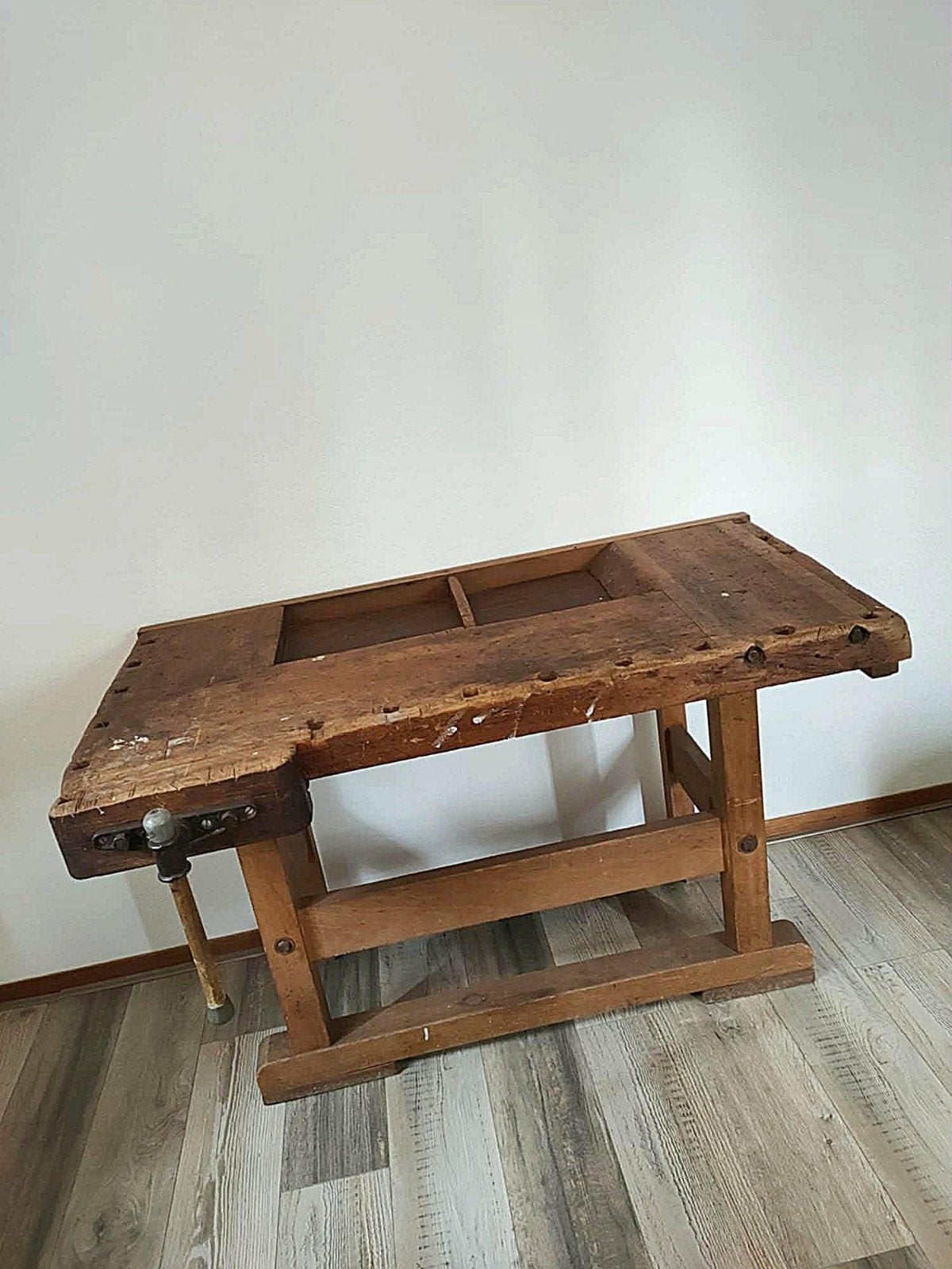 Antieke industriële werkbank werktafel keukenblok sidetable., Ophalen, Gebruikt, 100 tot 150 cm, Rechthoekig