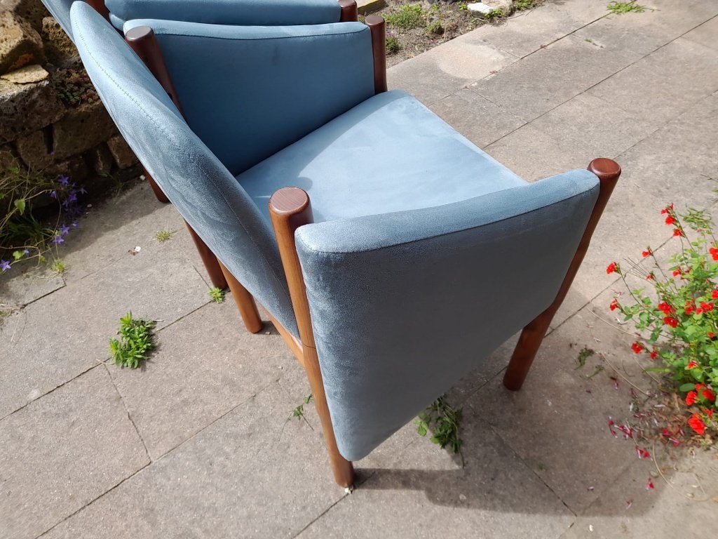 Mid-century design stoelen, Ophalen, Twee, Blauw, Zo goed als nieuw