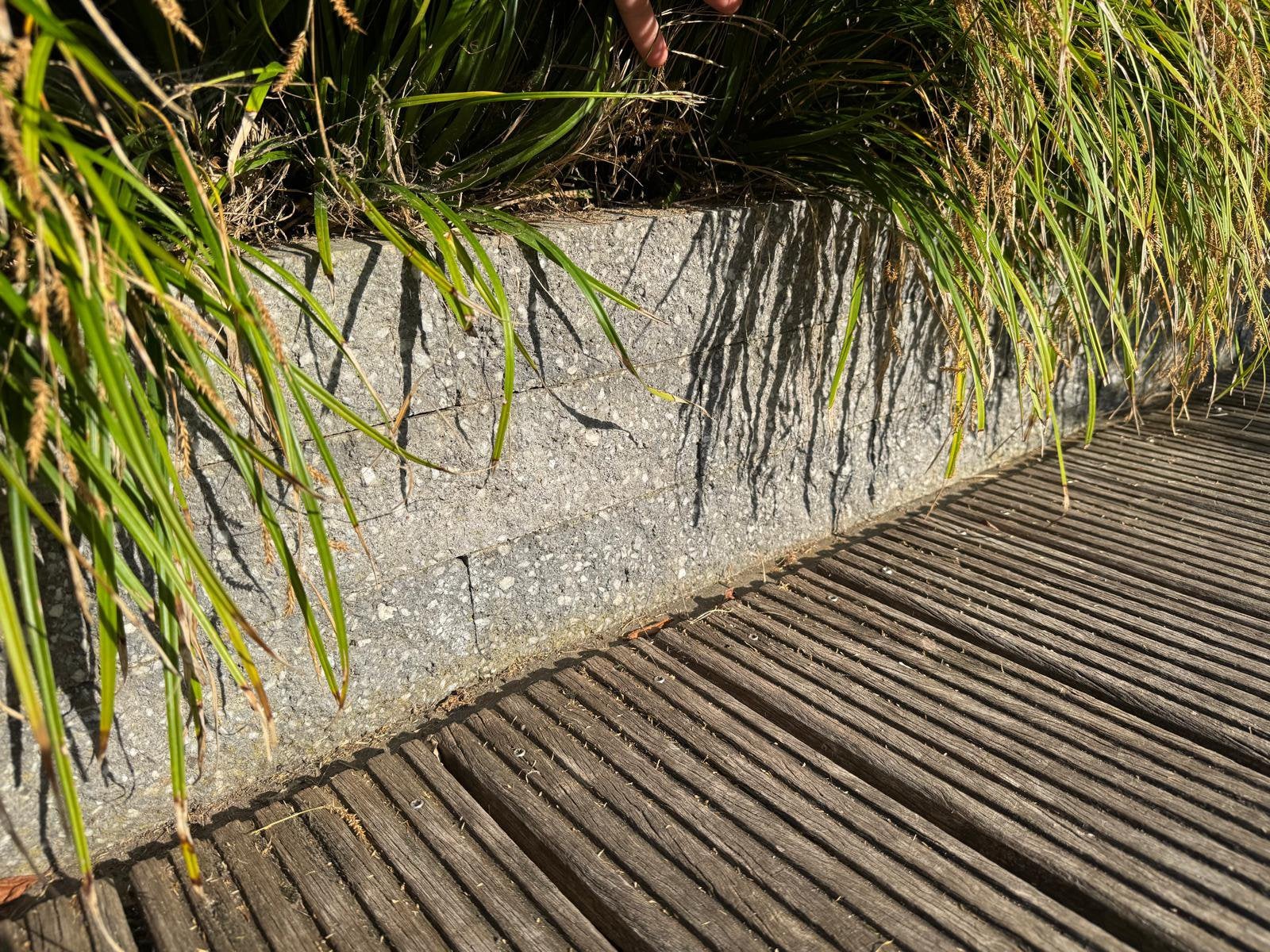 82 stuks grijze stapelblokken 37x9x9 cm, Tuin en Terras, Bielzen en Borders, Ophalen, Gebruikt, Blok, Minder dan 25 cm