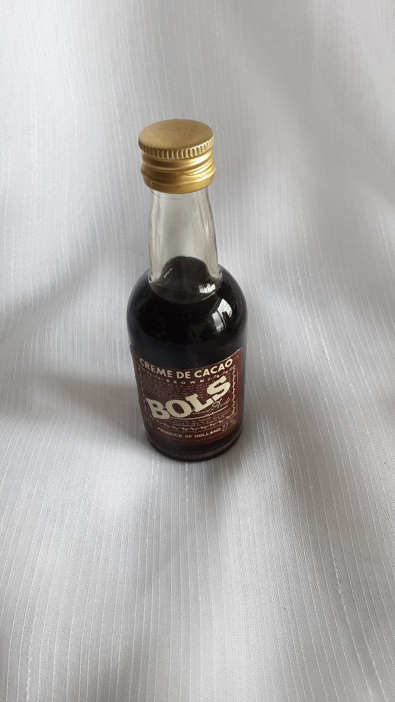 BOLS CREME DE CACAO klein flesje, miniatuur (nr. 6), Ophalen of Verzenden, Zo goed als nieuw, Gebruiksvoorwerp