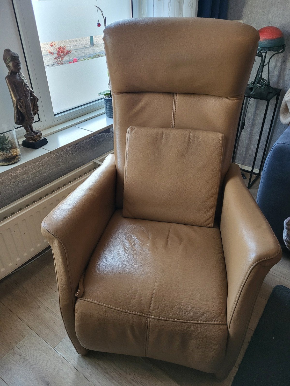 echte ledere luie stoel, Huis en Inrichting, Ophalen of Verzenden, 50 tot 75 cm