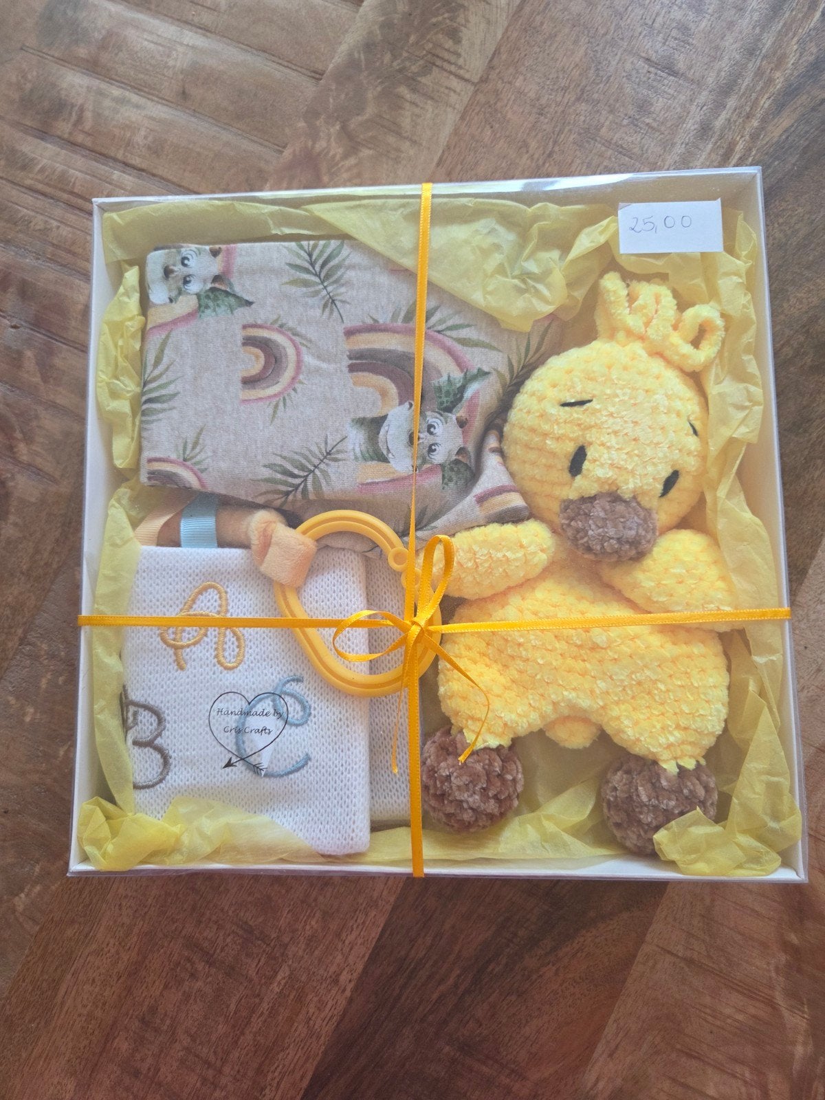 Kraamcadeau set: Gehaakte knuffel, doekje en bijtring, Ophalen of Verzenden, Nieuw, Kraamcadeau
