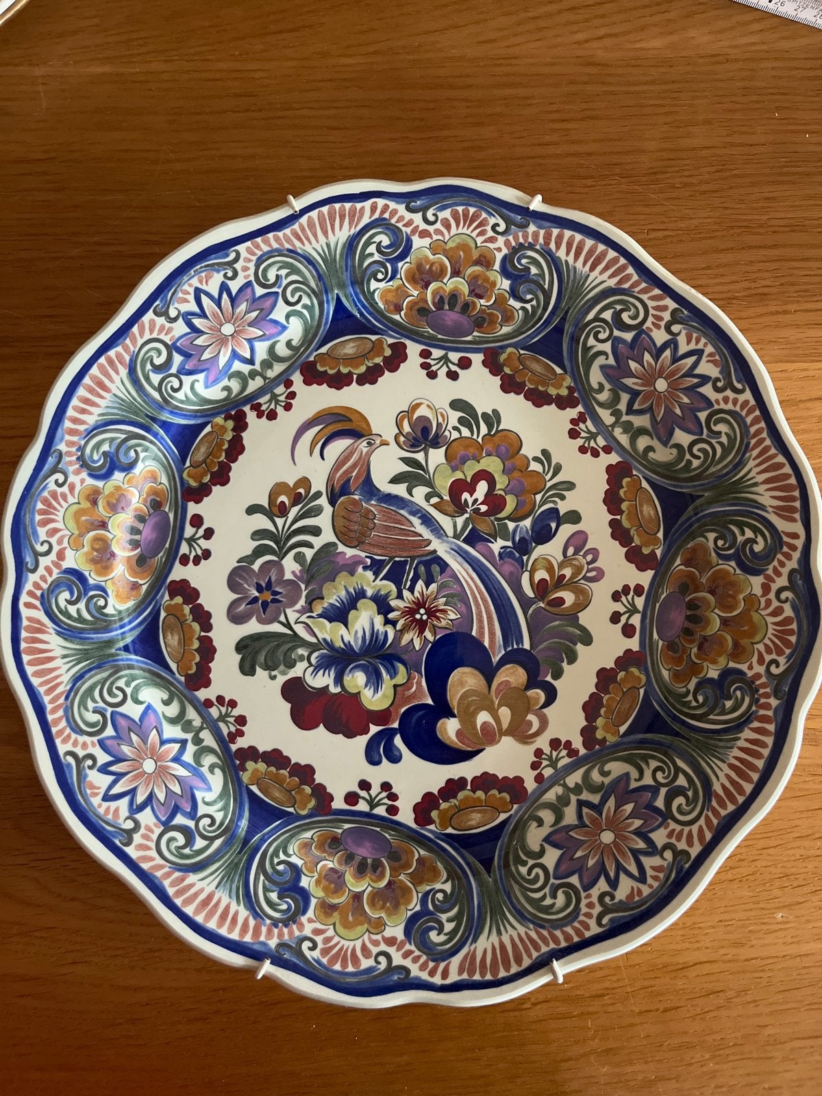 Decoratief Boch Polychrome wandbord, handgemaakt, 34 cm, Antiek en Kunst, Ophalen of Verzenden