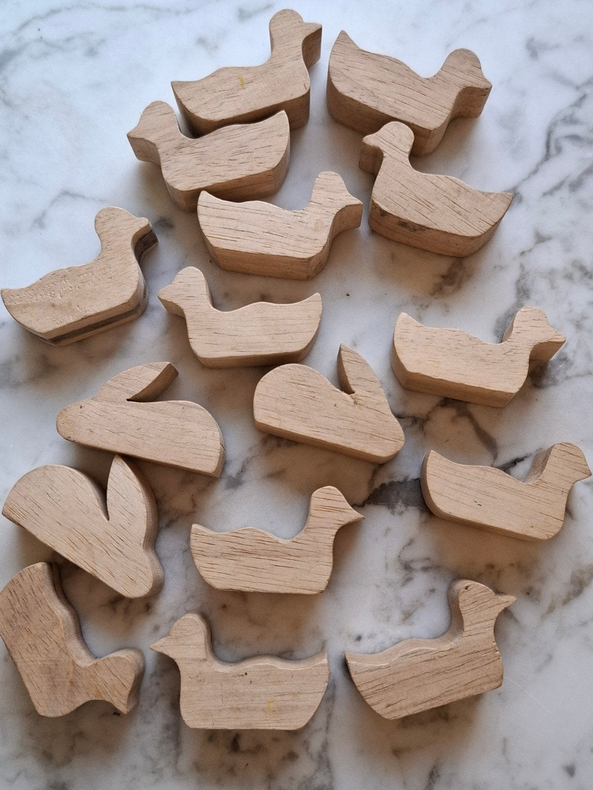 Vintage houten speel figuren eendjes haasjes Waldorf, Verzenden, Gebruikt, Overige typen