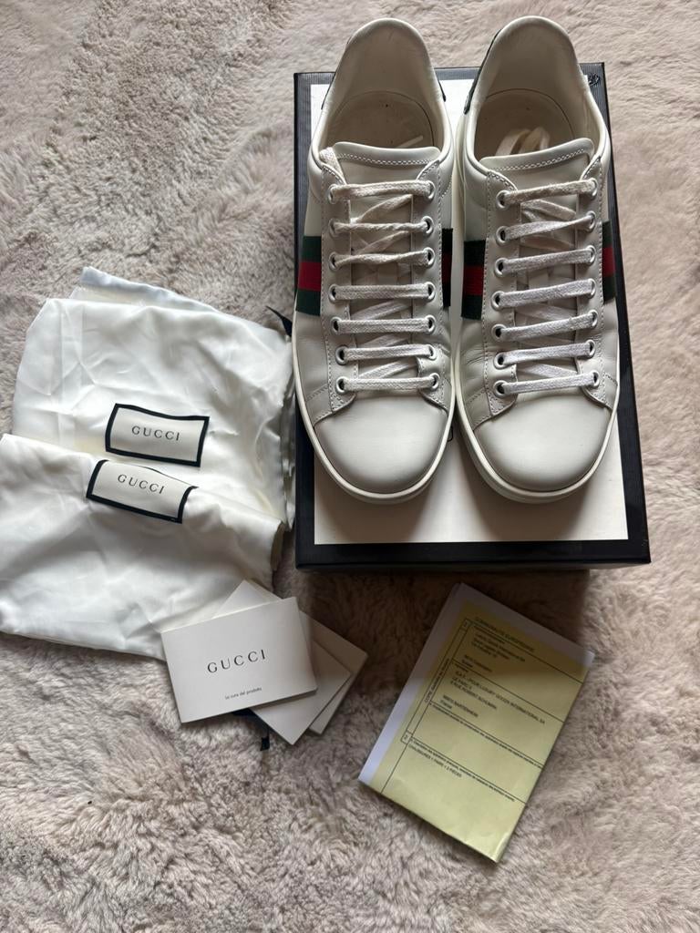 Gucci sneakers ace  36 origineel bianco verde, Ophalen, Zo goed als nieuw, Wit, Sneakers of Gympen
