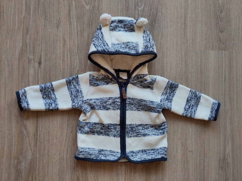 H&M Blauw-wit vestje maat 68, Kinderen en Baby's, Babykleding | Maat 68, H&M, Ophalen of Verzenden, Zo goed als nieuw, Truitje of Vestje