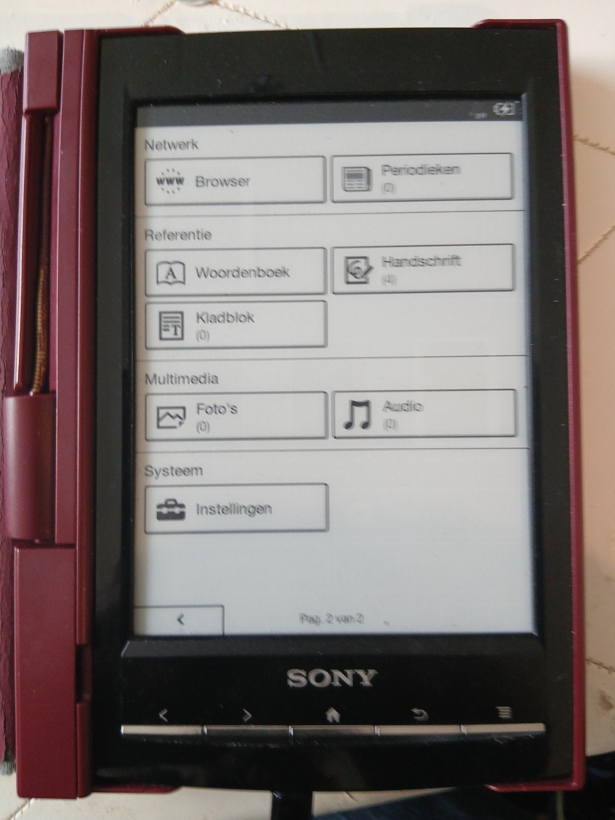 Sony Reader PRS-T1 e-reader met hoes en leeslampje, Ophalen, Gebruikt, Bluetooth, 4 GB of minder
