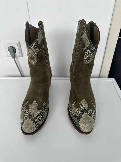 Sendra groen met slangenprint maat 42, Ophalen of Verzenden, Zo goed als nieuw, Groen, Hoge laarzen
