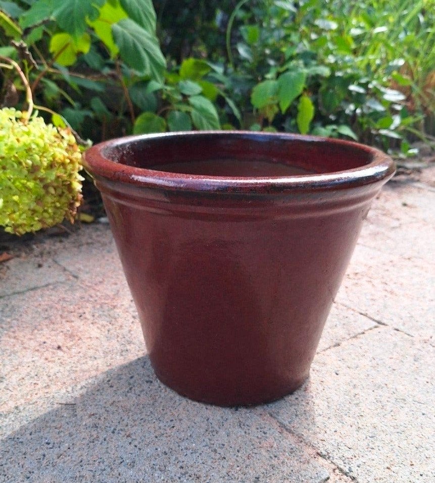 Rode aardewerken bloempot - 30 cm hoog, 35 cm doorsnede, Gebruikt, Rond, Minder dan 40 cm, Binnen