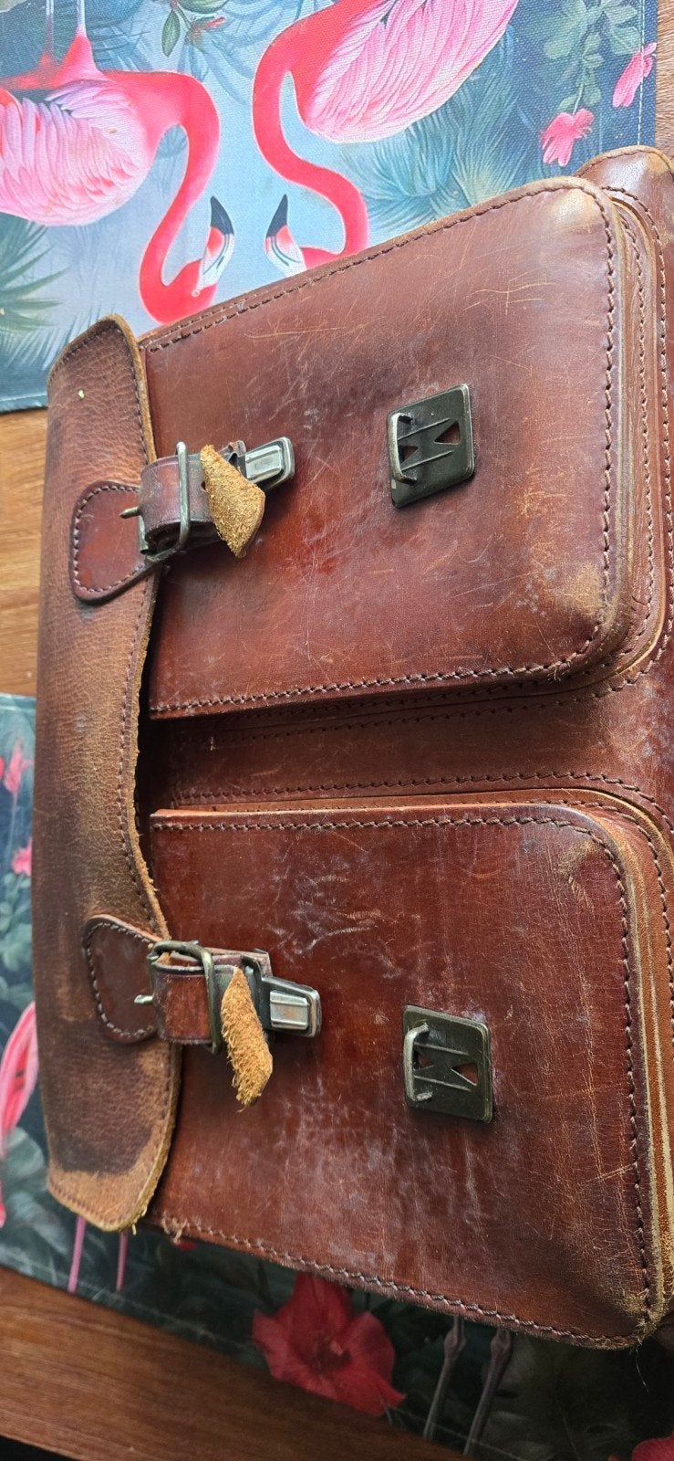 Vintage Leren Schooltas - Robuust en Stijlvol, Gebruikt, Bruin, Aktetas of Boekentas, Ophalen of Verzenden