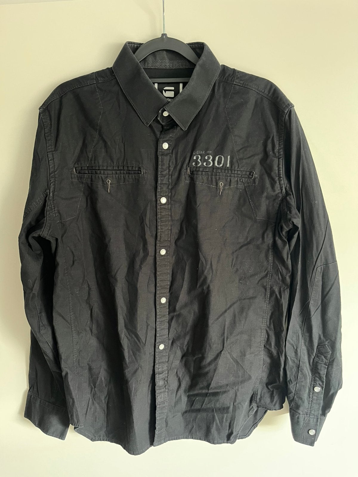 G- star overhemd blouse lange mouwen maat XL, Ophalen of Verzenden, Zo goed als nieuw, Zwart, Halswijdte 43/44 (XL)