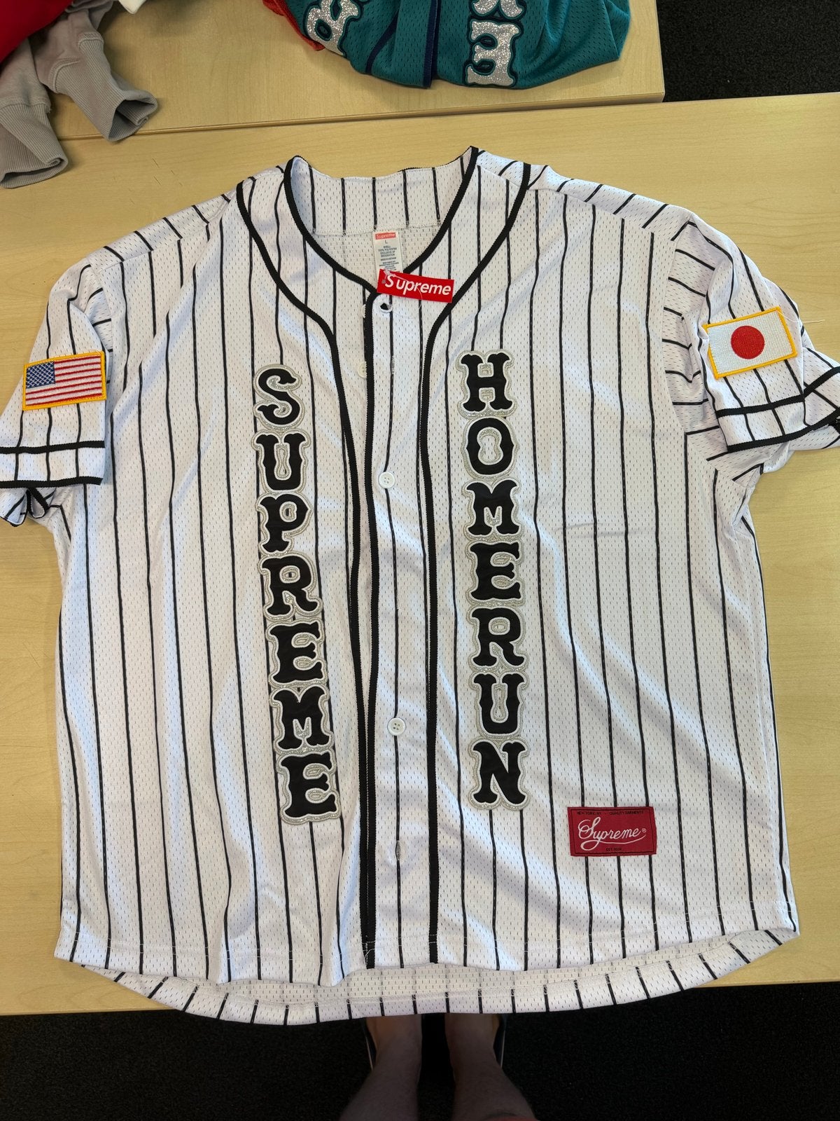 Supreme Homerun Baseball Jersey Wit Zwart Maat L, Maat 52/54 (L), Wit, Ophalen of Verzenden, Zo goed als nieuw