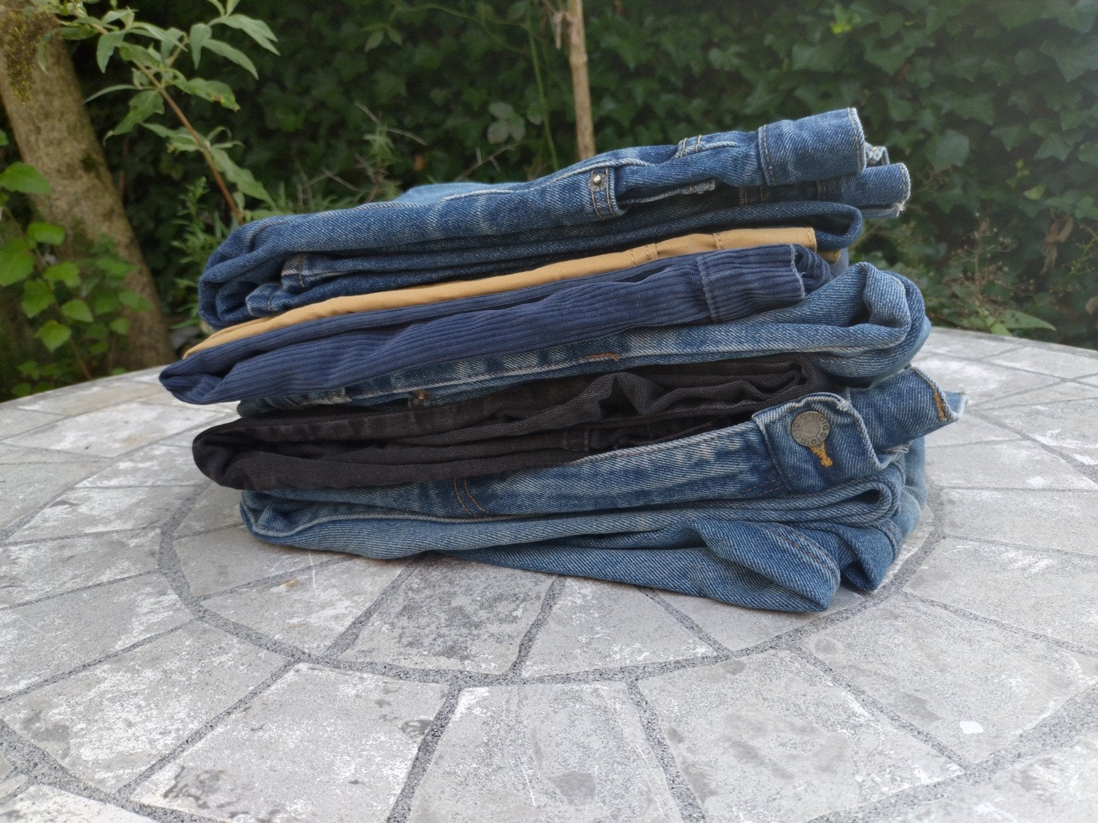 Pakket 7 Herenbroeken 33 32, Verzenden, Zo goed als nieuw, Blauw, W32 (confectie 46) of kleiner