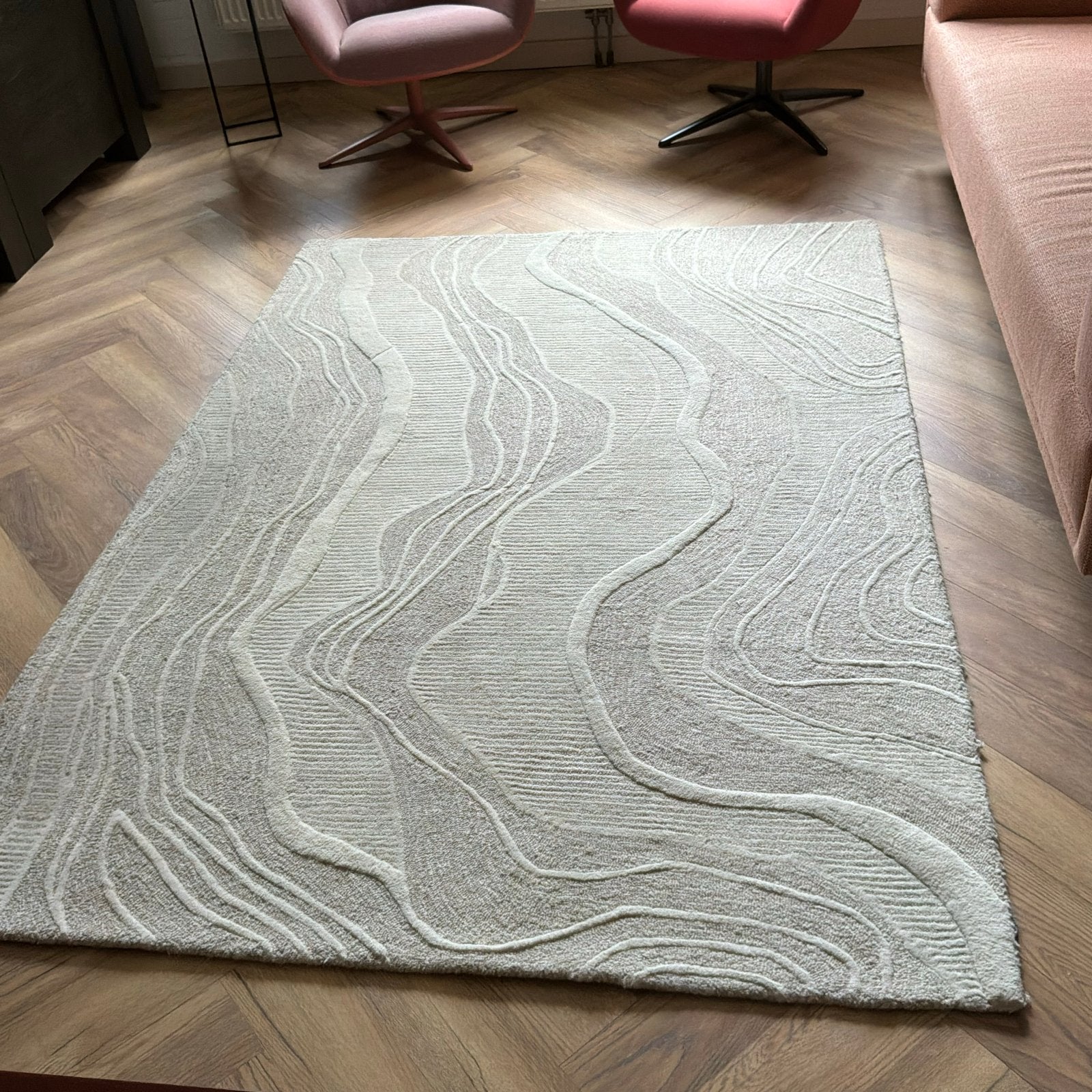 BY-BOO Vloerkleed Soil - Beige Wol - 160x230 cm, Huis en Inrichting, Ophalen, Beige, 150 tot 200 cm, 200 cm of meer