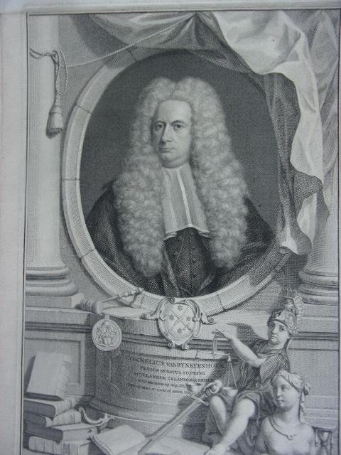 Portret van Cornelis van Bynkershoek 1743 Kopergravure Houbr, Antiek en Kunst, Kunst | Etsen en Gravures, Gravure, Blanco verso
