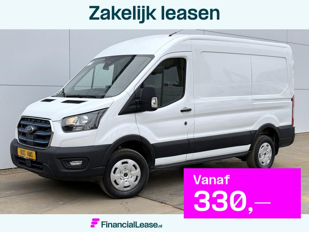 Ford E-Transit 350 68kWh 317km WLTP L2H2 Cruise control Clim, Stof, Gebruikt, Zwart, Automatische klimaatregeling