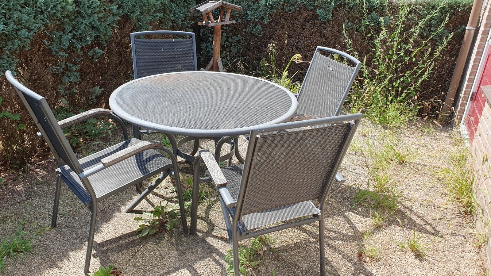 tuintafel met 4 stoelen, Ophalen, Gebruikt, Aluminium