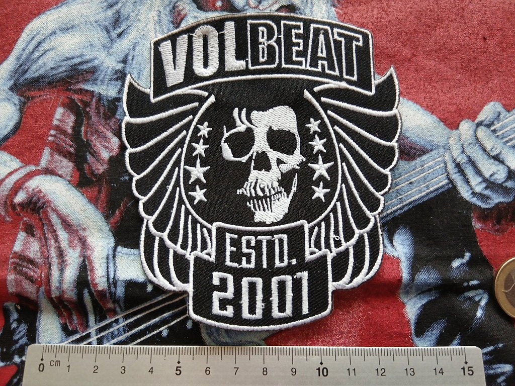 Volbeat prachtige  grote estd. 2001 patch v72 11x12 cm, Ophalen of Verzenden, Nieuw, Kleding