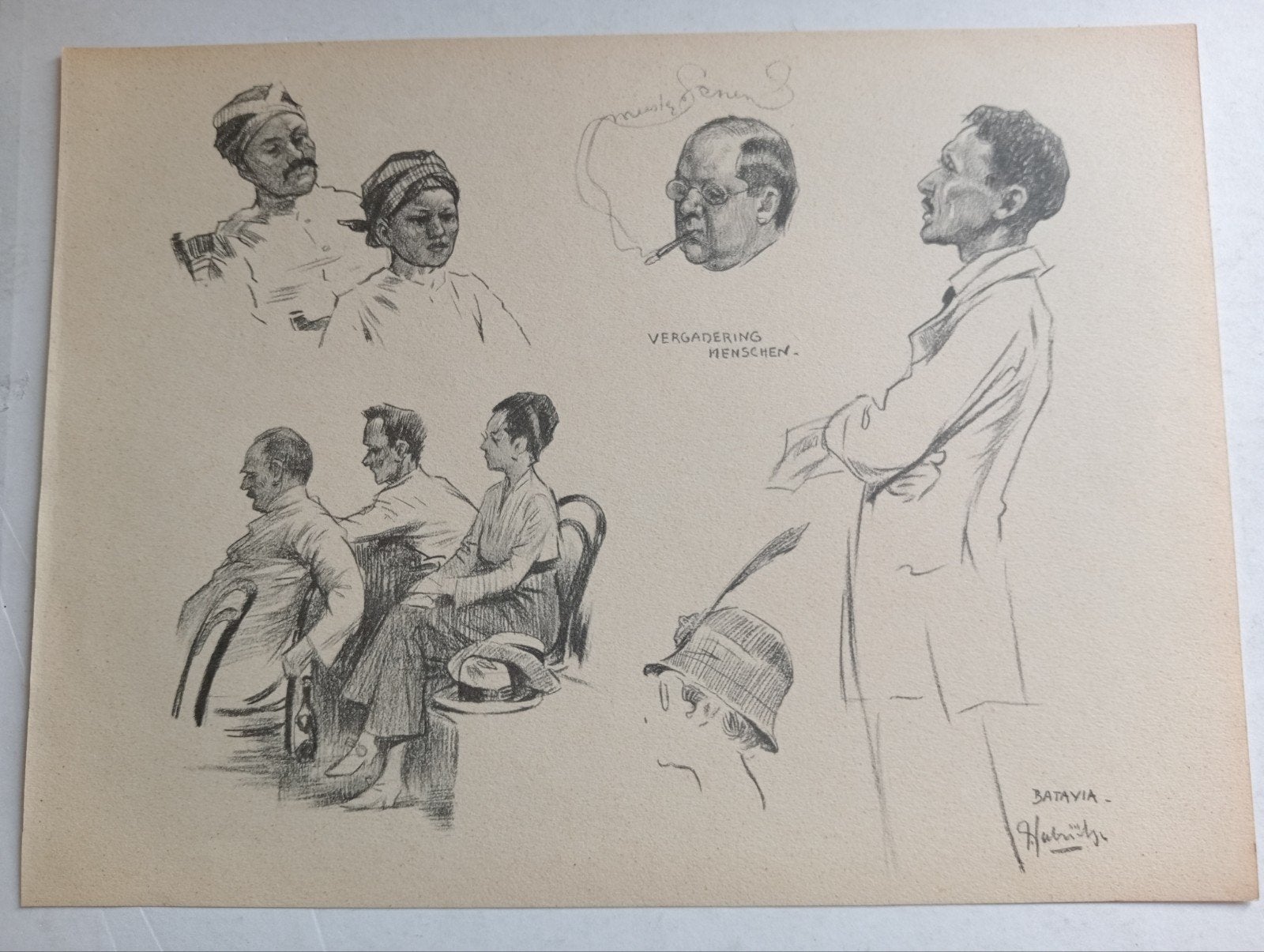 Gabrielse prent Nederlands Indië Indonesië Indonesia Batavia, Verzamelen, Foto's en Prenten, Ophalen of Verzenden, Voor 1940, Gebruikt