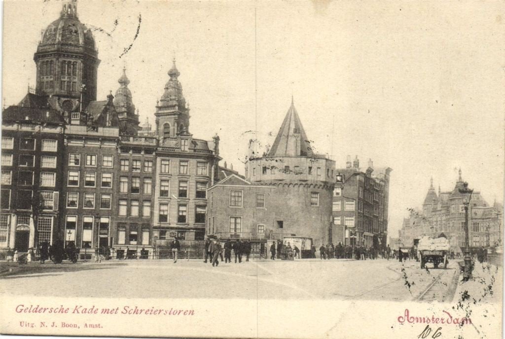 Geldersche Kade met Schreierstoren - Amsterdam - 1903 gelope, Verzenden, Voor 1920, Gelopen, Noord-Holland