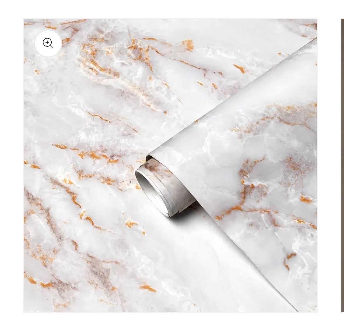 Zelfklevend marmerlook behang - Wit met goud, Ophalen, Materiaallook, Wit, Modern
