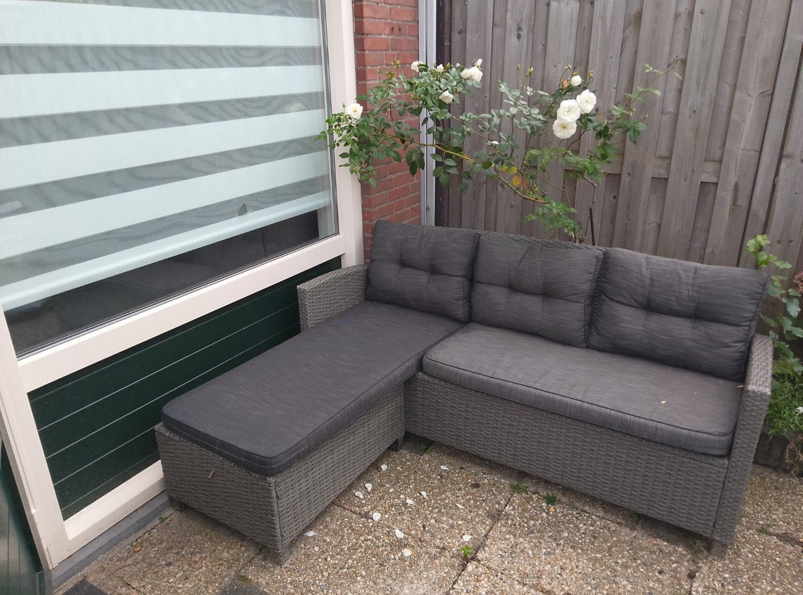Comfortabele Loungeset met Chaise Longue, Ophalen, Gebruikt, 3 zitplaatsen, Loungeset