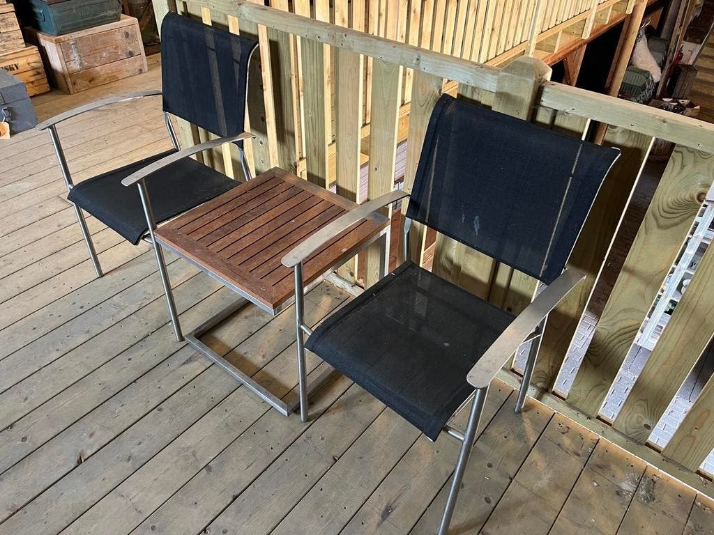 Nieuwe 3-delige tuinset: RVS met hardhout, Tuin en Terras, Tuinsets en Loungesets, Nieuw, Rvs, Stoel, Tuinset