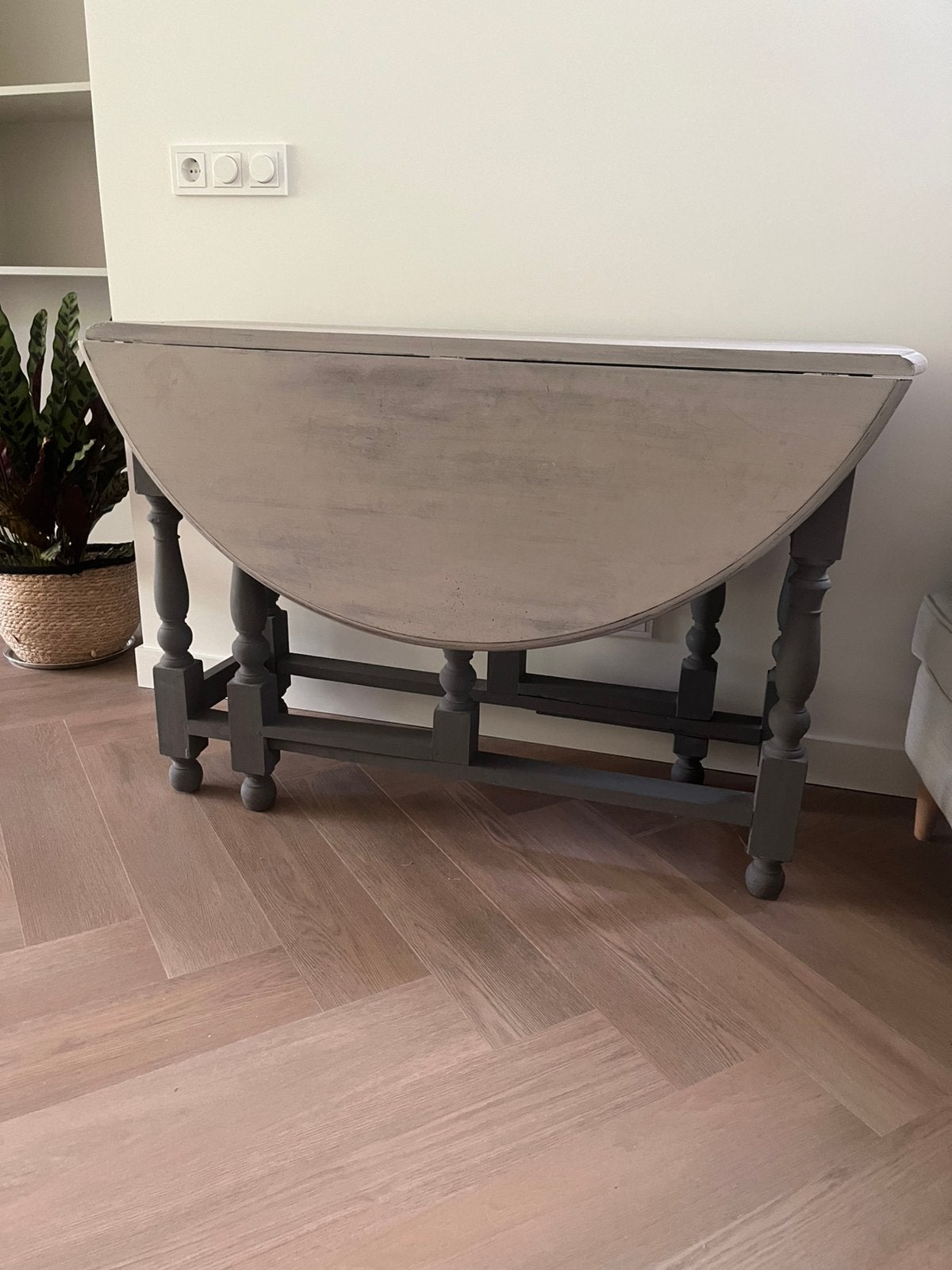 Massief eiken hangoor (2x inklapbaar) tafel diameter 120 cm, Ophalen of Verzenden