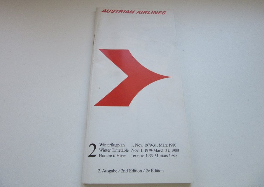 Austrian Airlines winter timetable 1980, Verzamelen, Verzenden, Zo goed als nieuw, Overige typen