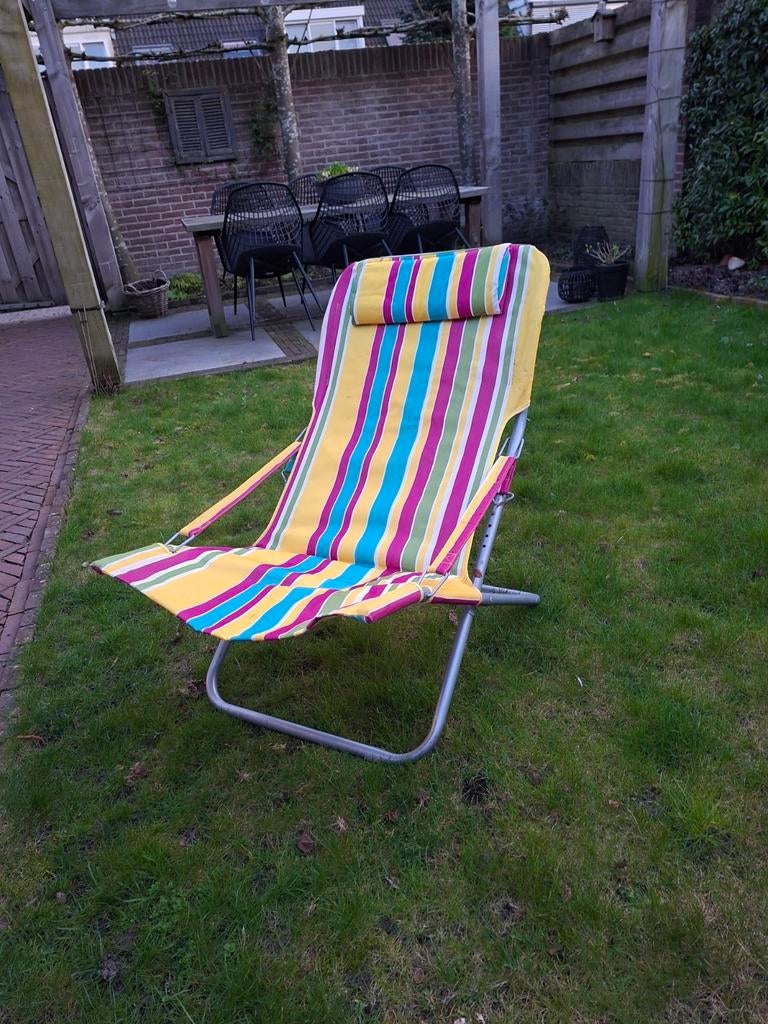 Strand stoel, Tuin en Terras, Ophalen, Zo goed als nieuw, Metaal, Inklapbaar