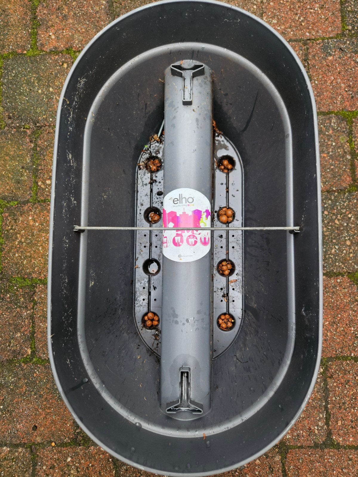 2x Elho Bloembakken voor aan stang - Grijs, Kunststof, Gebruikt, Minder dan 30 cm, Minder dan 60 cm