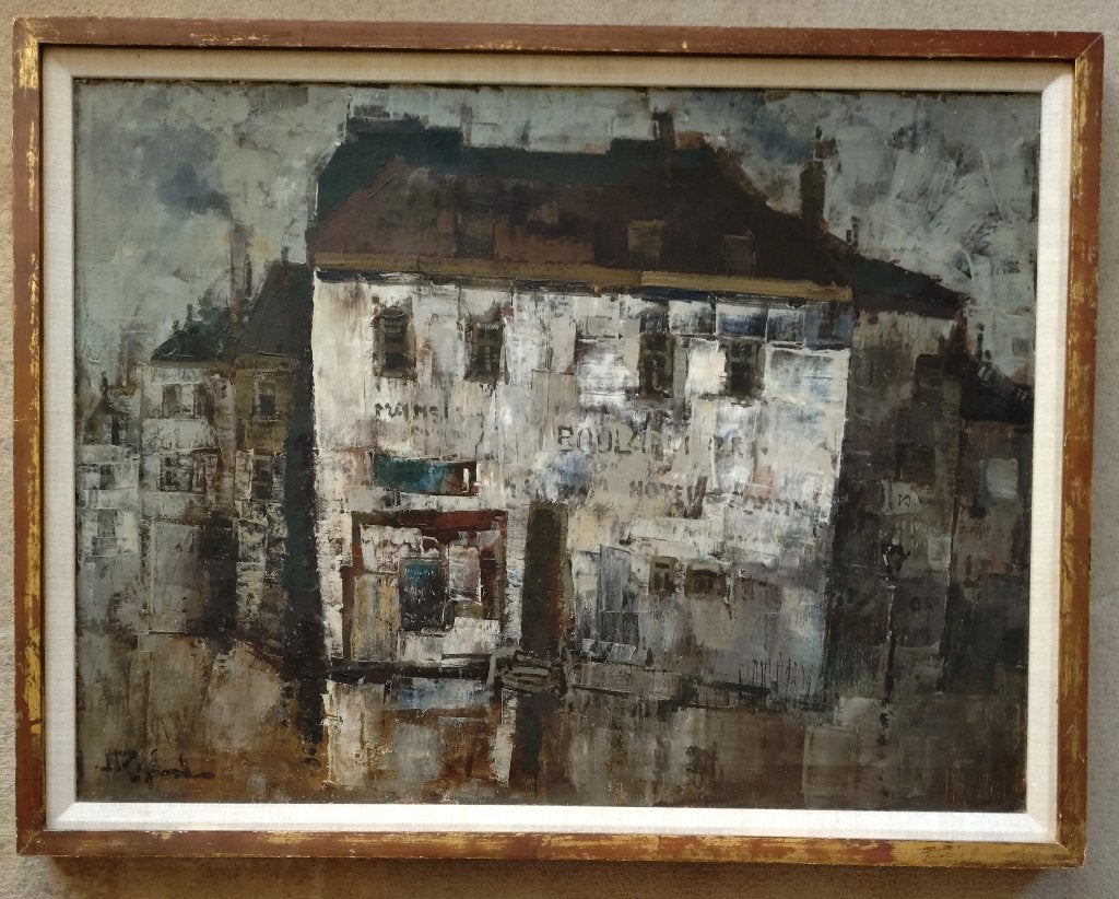 == Jan Rijlaarsdam 1911-2007 == façade van een huis ==, Antiek en Kunst, Ophalen of Verzenden