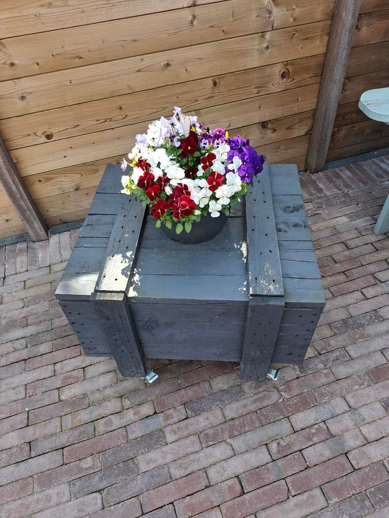 Kist/tafel/plantenbak met deksel op wielen, Ophalen of Verzenden, Hout