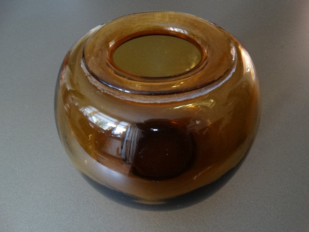 Amberkleurig vaas zgn tomaatvaas W.J. Rozendaal, oranjebruin, Ophalen of Verzenden