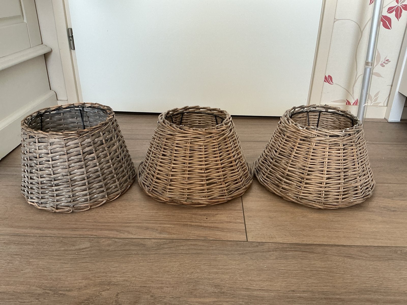 3 Rieten Lampenkapjes - Natuurlijke Sfeer, Ophalen, Gebruikt, Bruin, Rond