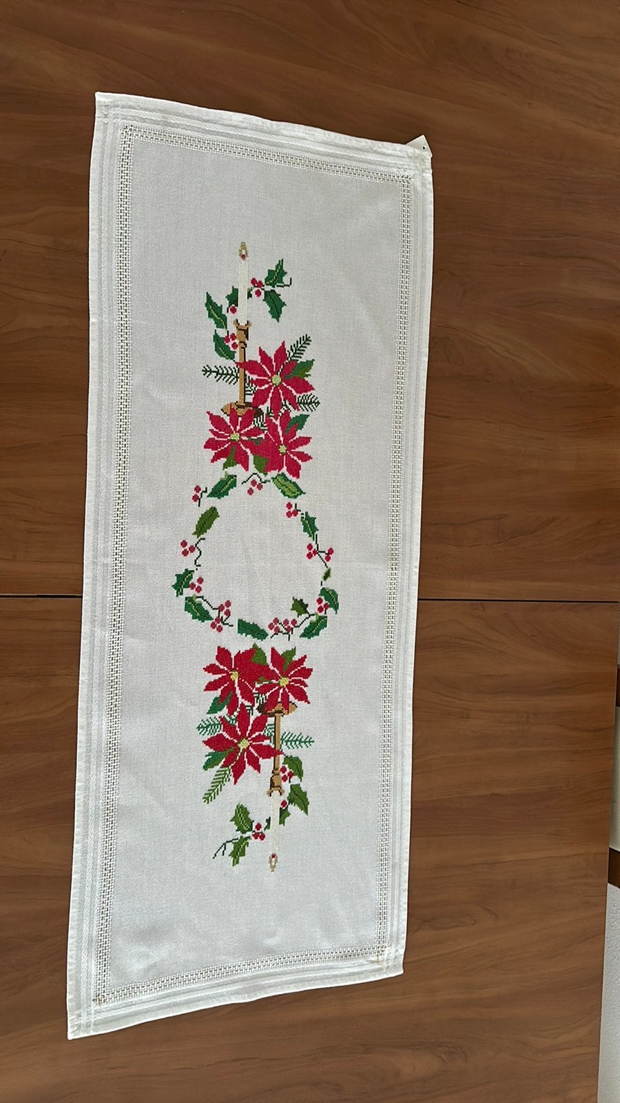 Geborduurd tafelkleed, kerst spullen, Ophalen of Verzenden, Zo goed als nieuw, Rechthoek