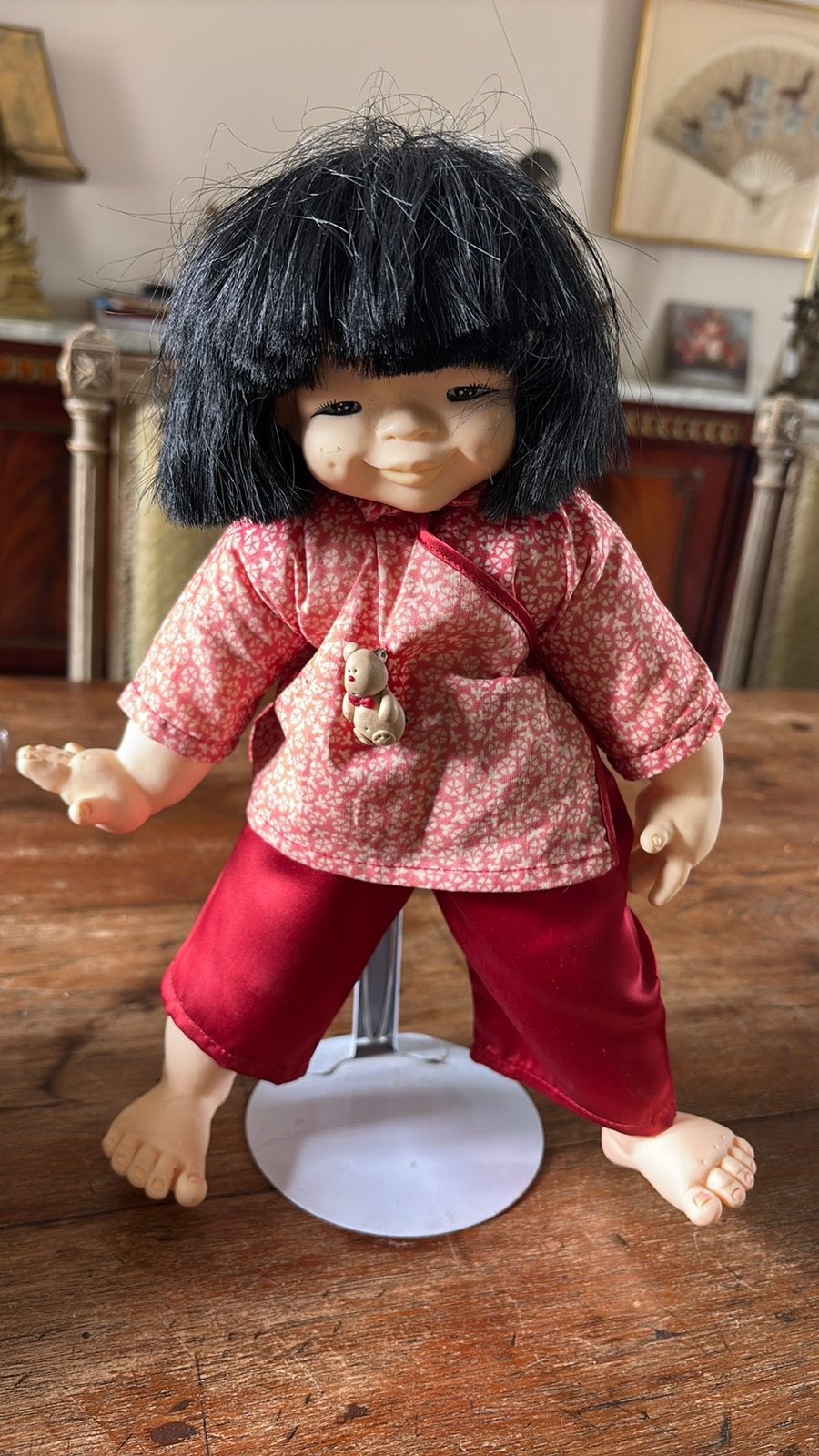 Vintage Aziatische Meisjespop Mieler Dolls Limited, Verzamelen, Poppen, Ophalen, Gebruikt, Onbekend, Levensecht of Reborn