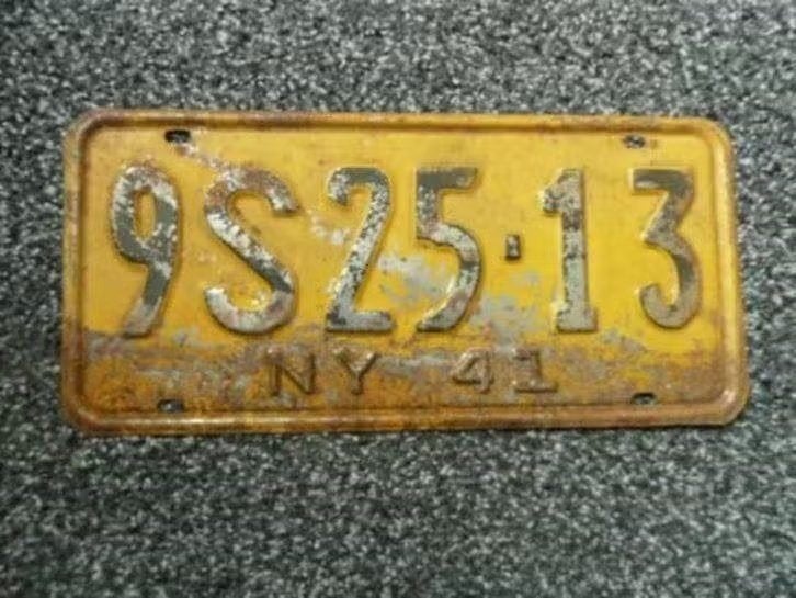 Kentekenplaat licenseplate New York 1941 USA, Verzenden, Gebruikt, Auto's