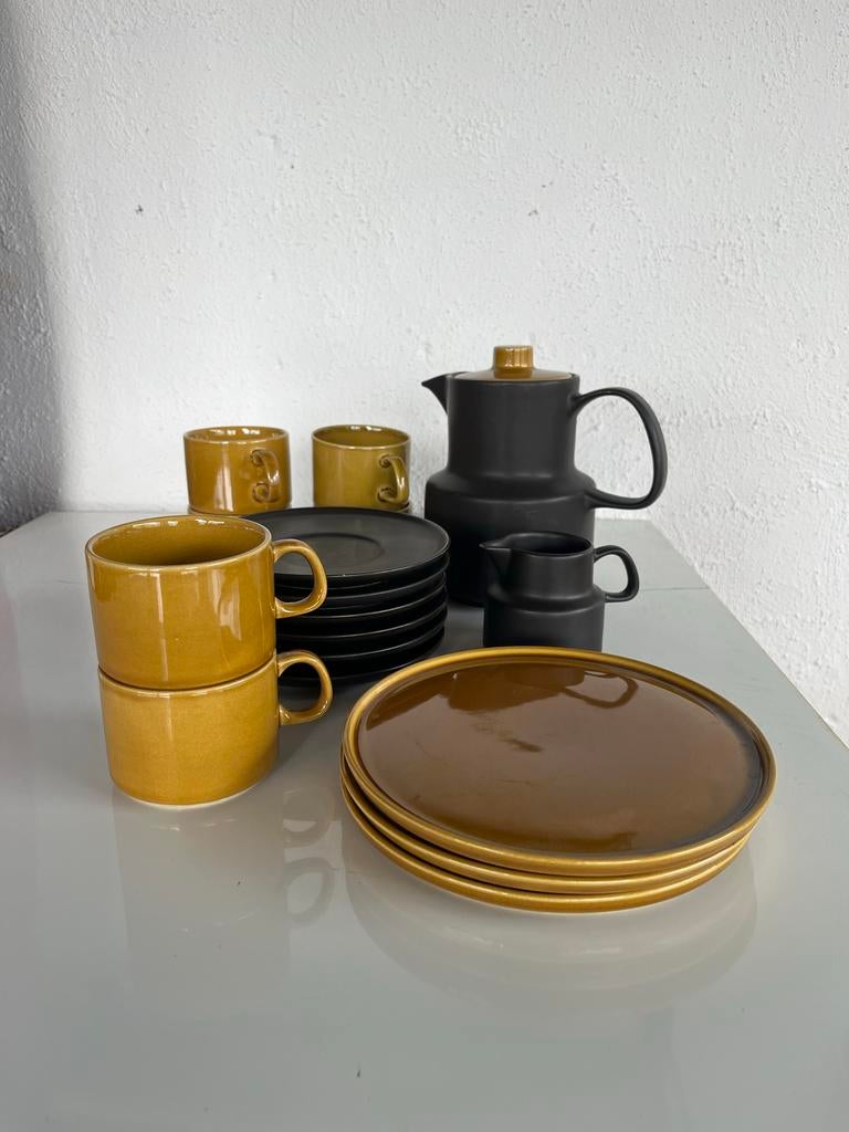 Melitta vintage servies, geel en zwart, Ophalen, Gebruikt, Melitta, Keramiek
