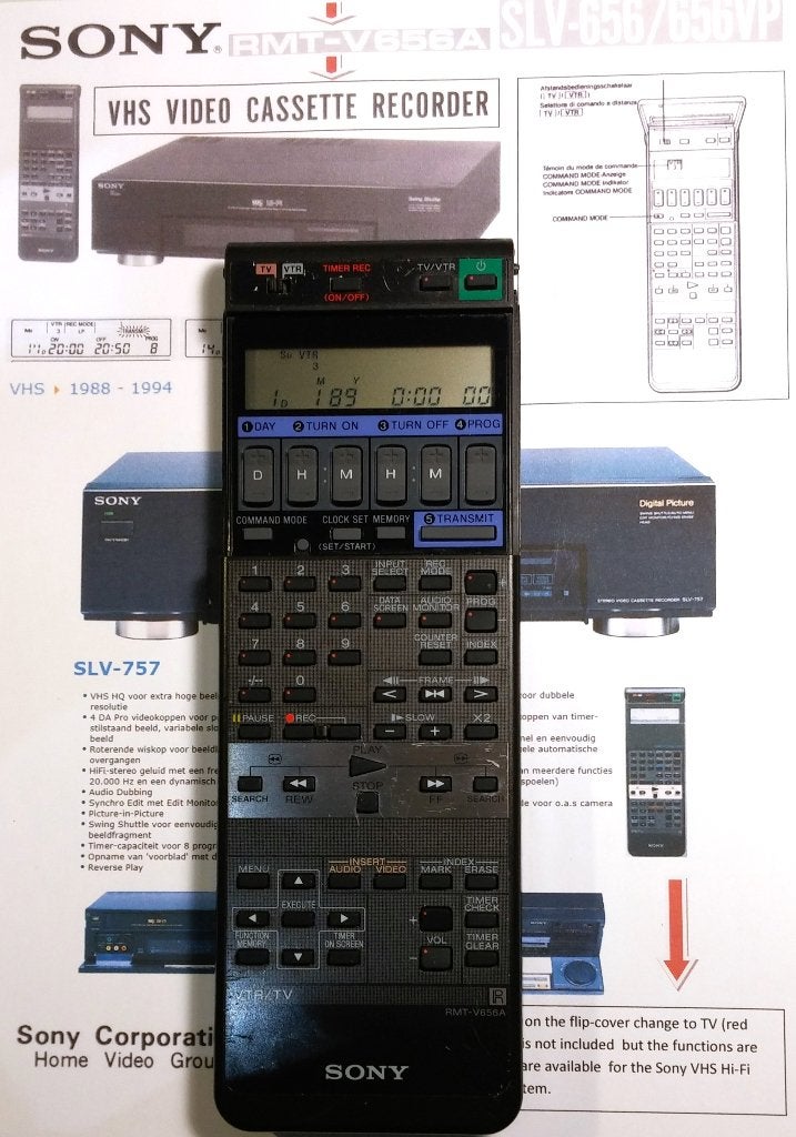Sony RMT-V656A VTR TV HiFi SLV-656/VP VCR Remote Control, Tv, Refurbished, Ophalen of Verzenden, Origineel