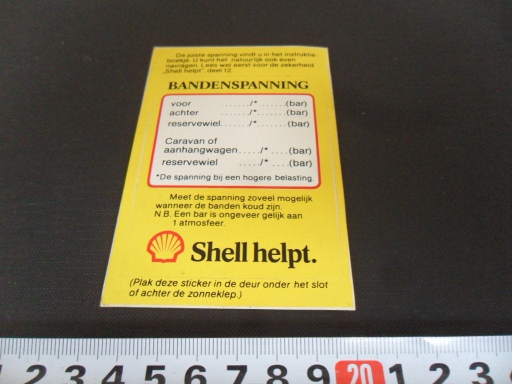 sticker SHELL helpt bandenspanning, Ophalen of Verzenden, Zo goed als nieuw